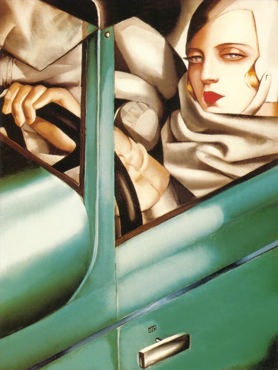 Portrait im grünen Bugatti 1925 Zeitgenosse Tamara de Lempicka Ölgemälde